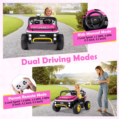 24V Ride on Toy for Kids 2 Seater Ride on Truck Car with Horn Music Story-Pink