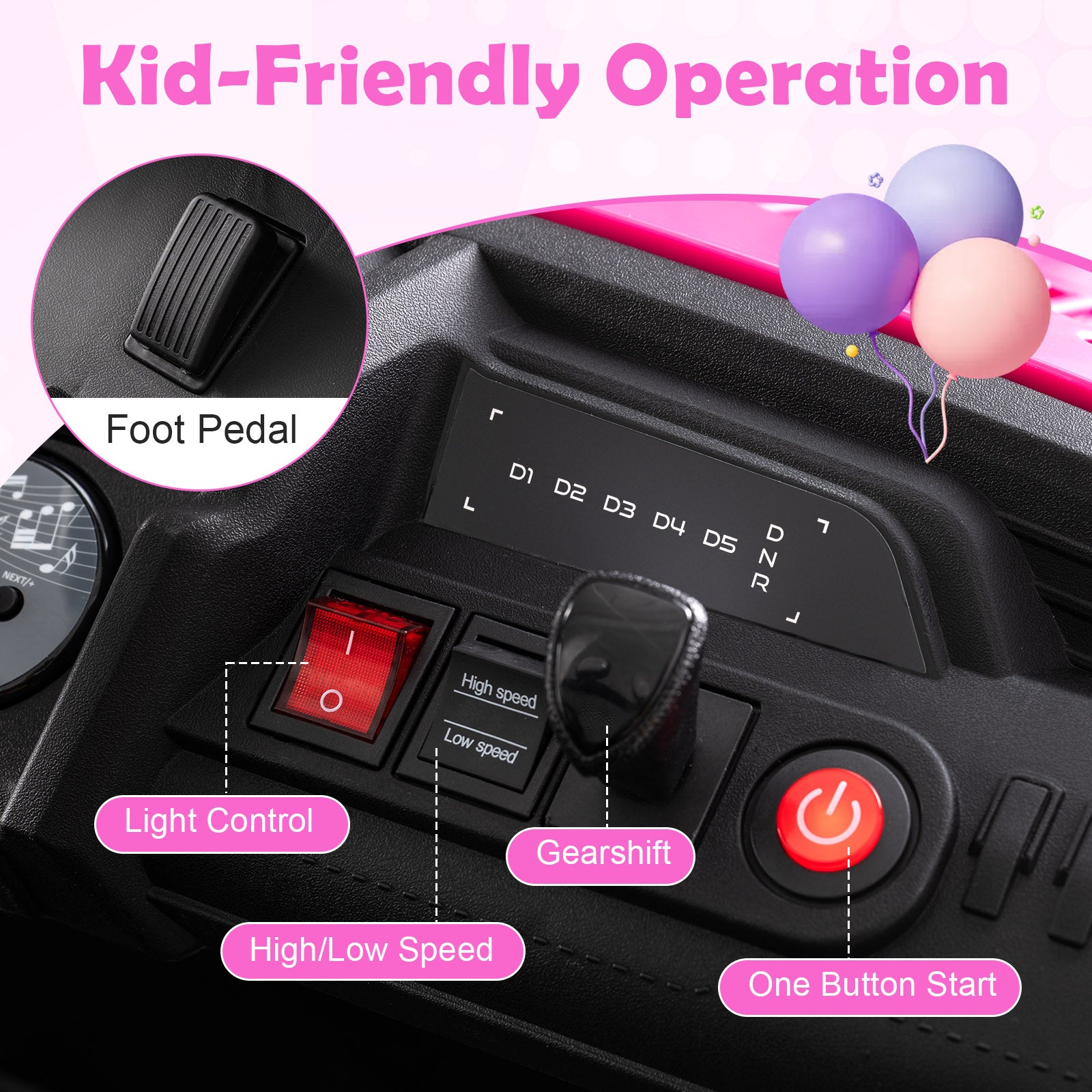 24V Ride on Toy for Kids 2 Seater Ride on Truck Car with Horn Music Story-Pink