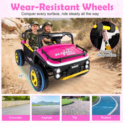 24V Ride on Toy for Kids 2 Seater Ride on Truck Car with Horn Music Story-Pink