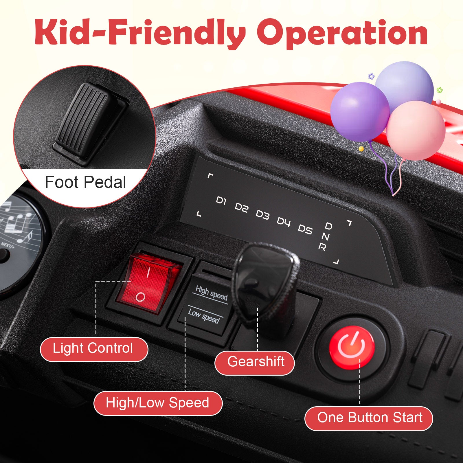 24V Ride on Toy for Kids 2 Seater Ride on Truck Car with Horn Music Story-Red
