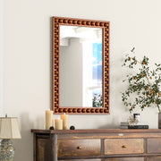 24 x 36 Inches Rustic Wall Mirror with Solid Wood Frame for Living Room  Bedroom-Brown