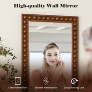 24 x 36 Inches Rustic Wall Mirror with Solid Wood Frame for Living Room  Bedroom-Brown