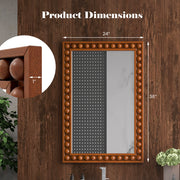 24 x 36 Inches Rustic Wall Mirror with Solid Wood Frame for Living Room  Bedroom-Brown