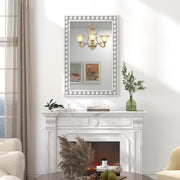 24 x 36 Inches Rustic Wall Mirror with Solid Wood Frame for Living Room  Bedroom-White