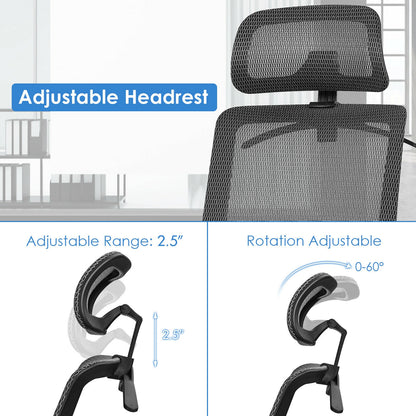 Height Adjustable Ergonomic High Back Mesh Office Chair with Hange-Gray