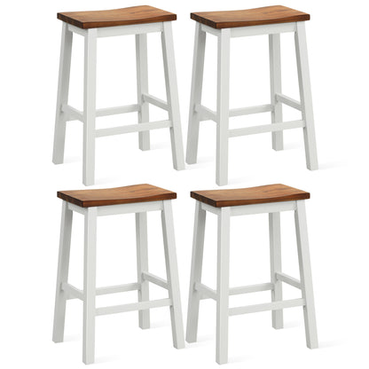 Saddle Bar Stools Set of 4 with Footrests, 24.5-Inch