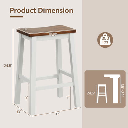 Saddle Bar Stools Set of 4 with Footrests, 24.5-Inch