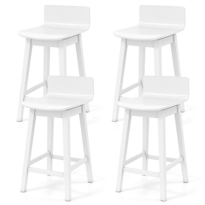 24.5 Inch Swivel Wooden Bar Stools Set of 4 with Rubber Wood Legs and Low Back-White
