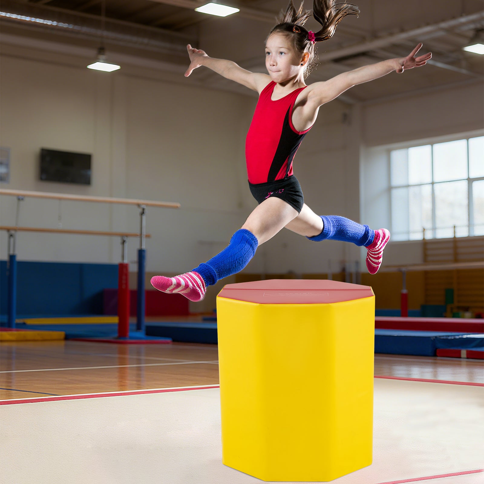 24.5 Inch x 24.5 Inch Octagon Gymnastics Mat with Waterproof Zippered Cover-Yellow