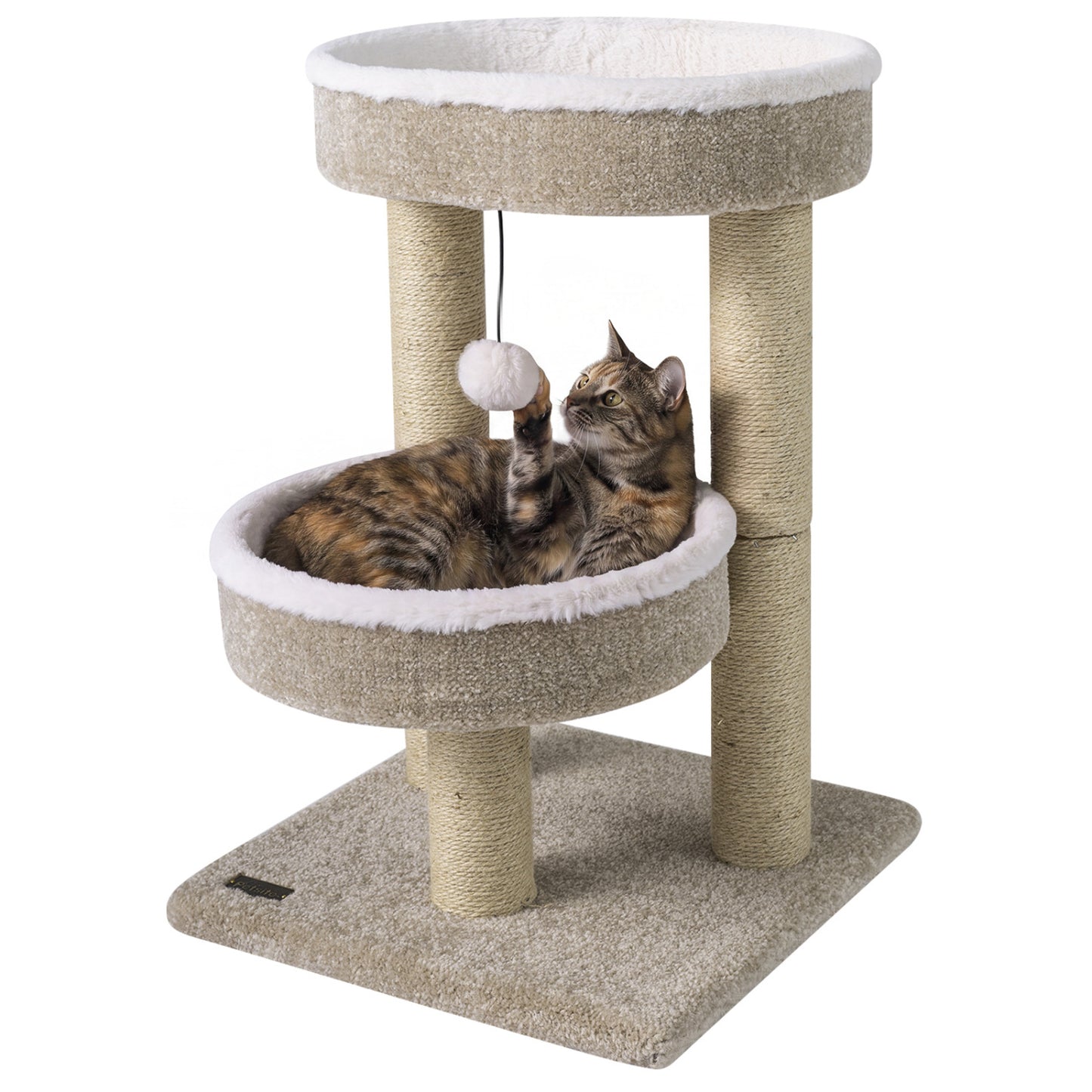 24" Cat Tower with Plush Perches & Scratching Posts