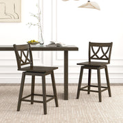 24/29 Inch Bar Stool Set of 2 Wooden Bar Chairs with Rubber Wood Frame-24 inches