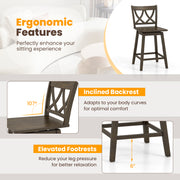 24/29 Inch Bar Stool Set of 2 Wooden Bar Chairs with Rubber Wood Frame-24 inches