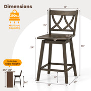 24/29 Inch Bar Stool Set of 2 Wooden Bar Chairs with Rubber Wood Frame-24 inches