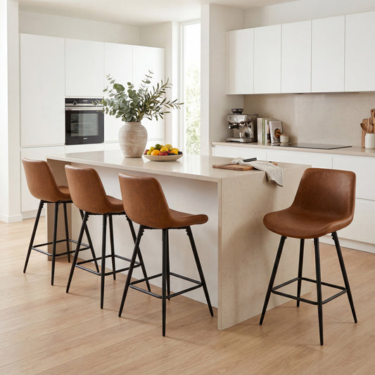 24 Inch Bar Stools Set of 4 with Backs and Footrests