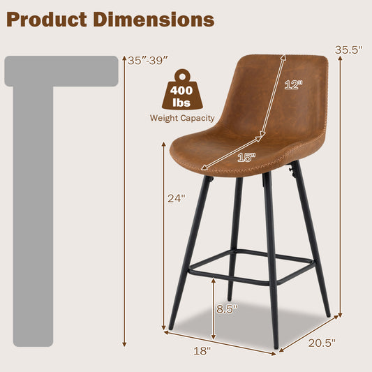 24 Inch Bar Stools Set of 4 with Backs and Footrests