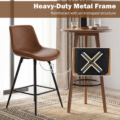 24 Inch Bar Stools Set of 2 with Backs and Footrests