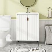 24 Inch Bathroom Vanity with Sink Combo and Adjustable Shelf-White