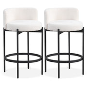 24 Inch Boucle Counter Stools Set of 2 with Curved Backrest