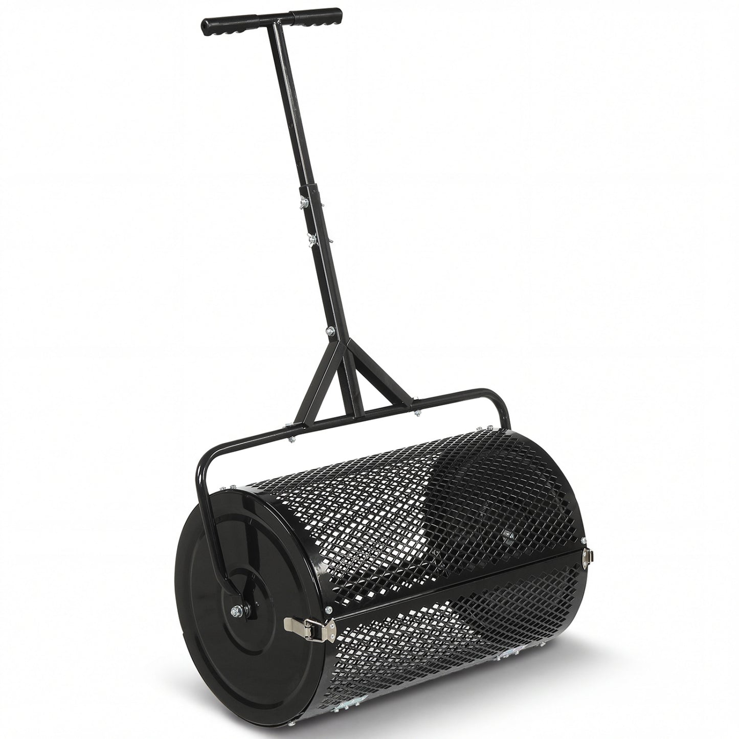 24 Inch Compost Spreader Peat Moss Spreader Roller with Height-Adjustable T-Shaped Handle