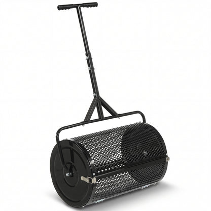 24 Inch Compost Spreader Peat Moss Spreader Roller with Height-Adjustable T-Shaped Handle