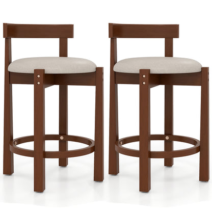24 Inch Counter Height Bar Stools Set of 2 with Backrests and Footrests-Beige
