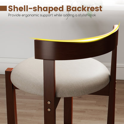 24 Inch Counter Height Bar Stools Set of 2 with Backrests and Footrests-Beige