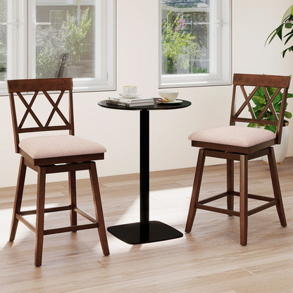 Counter Height Swivel Bar Stools with Upholstered Seat - Set of 2