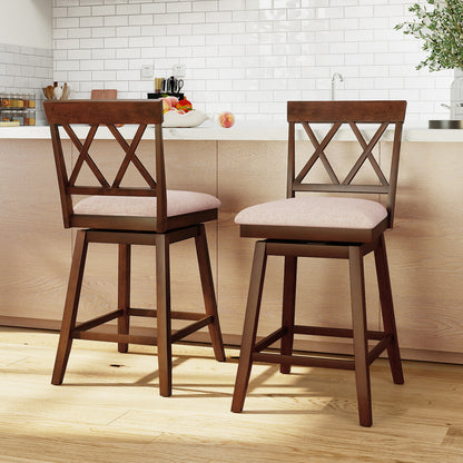 Counter Height Swivel Bar Stools with Upholstered Seat - Set of 2