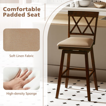 24 Inch Counter Height Barstools Set of 2 with Backrest and Seat Cushion-29 inches