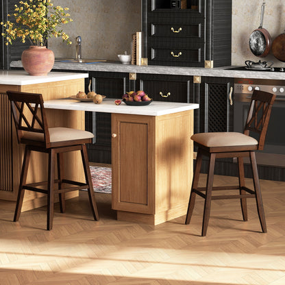 24 Inch Counter Height Barstools Set of 2 with Backrest and Seat Cushion-29 inches