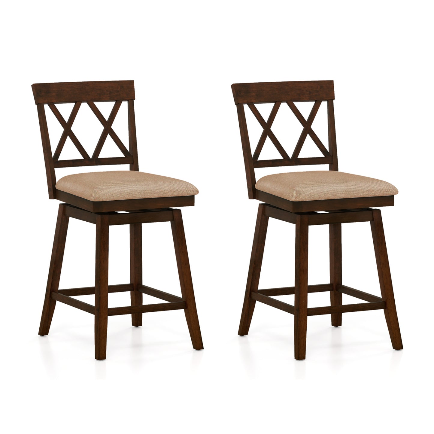 24 Inch Counter Height Barstools Set of 2 with Backrest and Seat Cushion-24 Inches