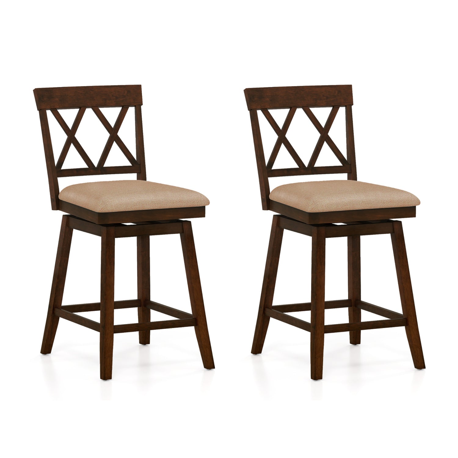 24 Inch Counter Height Barstools Set of 2 with Backrest and Seat Cushion-24 Inches