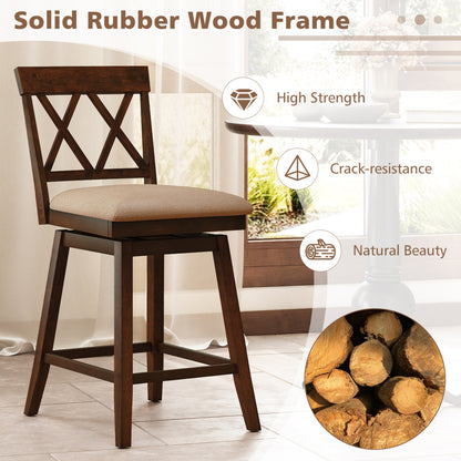 24 Inch Counter Height Barstools Set of 2 with Backrest and Seat Cushion-24 Inches