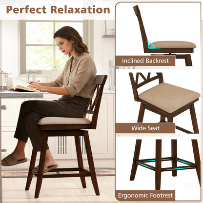 24 Inch Counter Height Barstools Set of 2 with Backrest and Seat Cushion-24 Inches