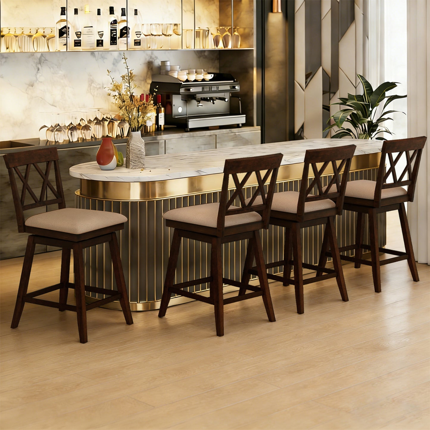 24 Inch Counter Height Barstools Set of 2 with Backrest and Seat Cushion-24 Inches