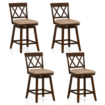 24 Inch Counter Height Barstools Set of 4 with Backrest and Upholstered Seat Cushion-24 Inch