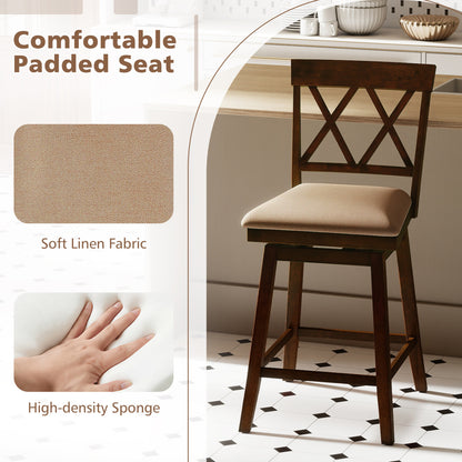 24 Inch Counter Height Barstools Set of 4 with Backrest and Upholstered Seat Cushion-24 Inch