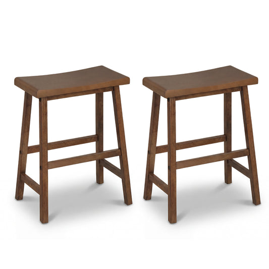 24 Inch Counter Height Stools Solid Wood Saddle Bar Stools Set of 2