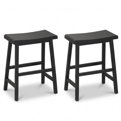 24 Inch Counter Height Stools Solid Wood Saddle Bar Stools Set of 2