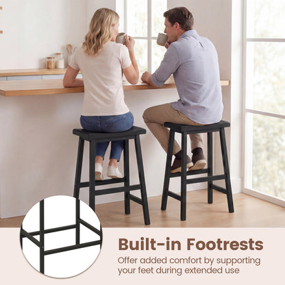 24 Inch Counter Height Stools Solid Wood Saddle Bar Stools Set of 2