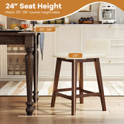 24 Inch Counter Height Bar Stools Set of 2 with Low Back-Brown