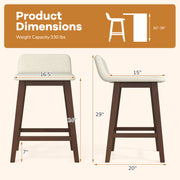24 Inch Counter Height Bar Stools Set of 2 with Low Back-Brown