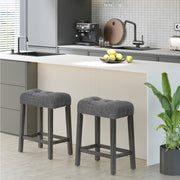 24 Inch Set of 2 Saddle Bar Stools with Padded Seat-Gray