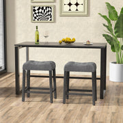 24 Inch Set of 2 Saddle Bar Stools with Padded Seat-Gray