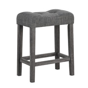 24 Inch Set of 2 Saddle Bar Stools with Padded Seat-Gray