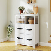 24 Inch Floor Cabinet with 2 Open Compartments and 2 Drawers-White