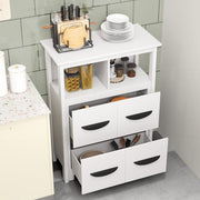 24 Inch Floor Cabinet with 2 Open Compartments and 2 Drawers-White