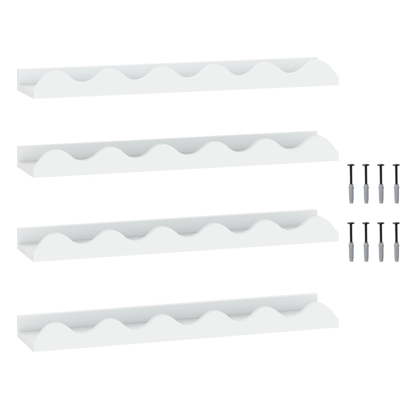 Wall-Mounted Picture Ledge Shelf Set of 4 - 24 Inch White