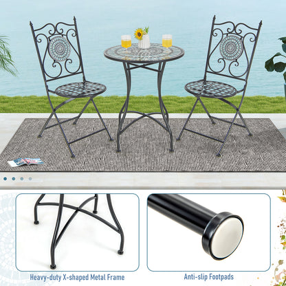 24 Inch Patio Bistro Table with Ceramic Tile Tabletop