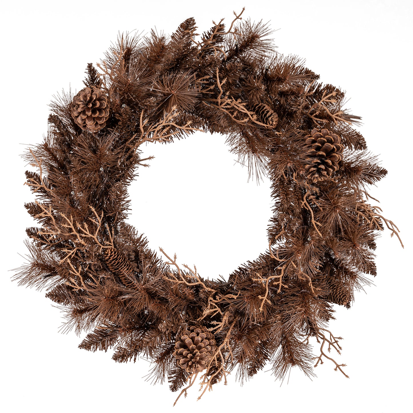 24 Inch Pre-lit Christmas Wreath with 105 Branch Tips and 35 Warm White LED Lights-2 pieces